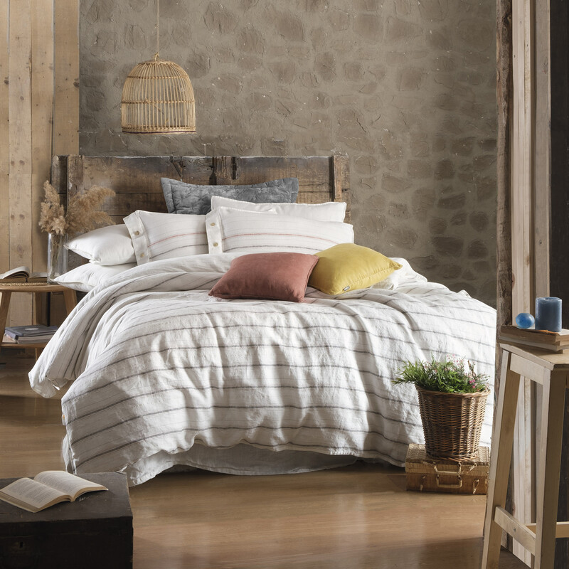 Ares Keten King Size Beyaz Nevresim Takımı - SAREV