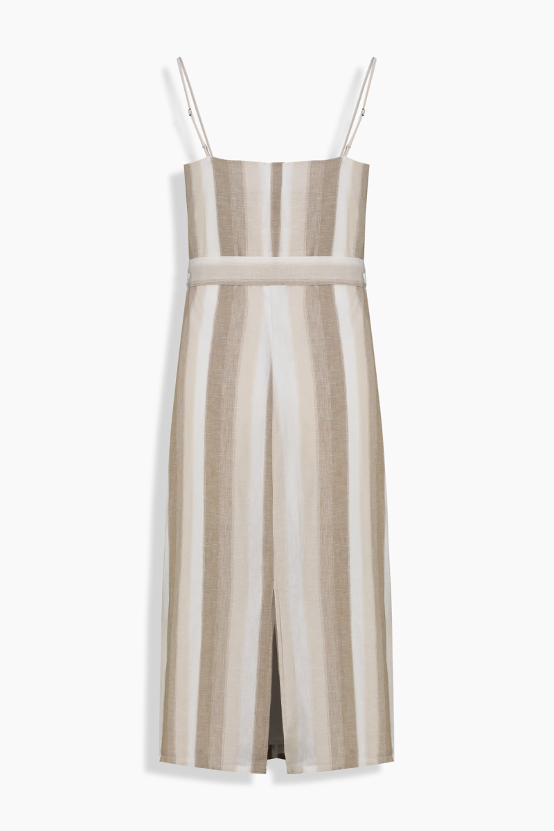 Ariana Çizgili Bej Elbise - 2