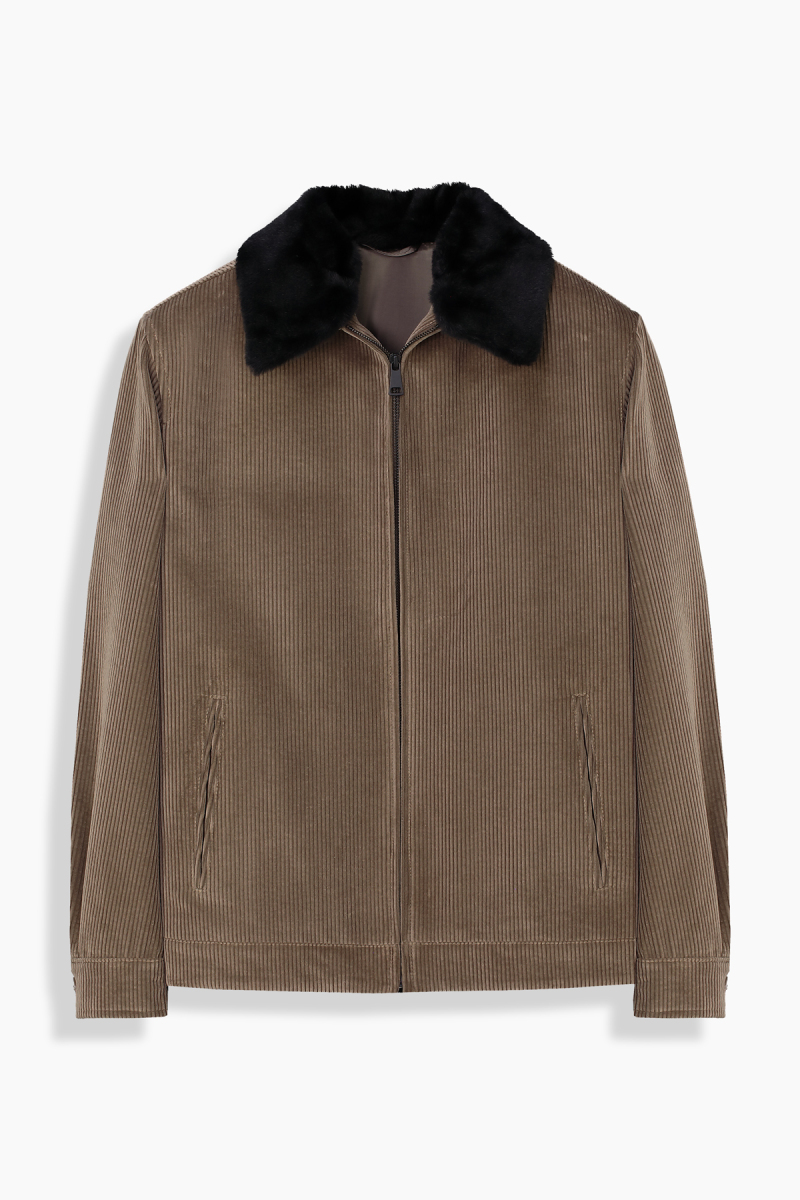 Arta Fitilli Kadife Desenli Kahverengi Mont - 1