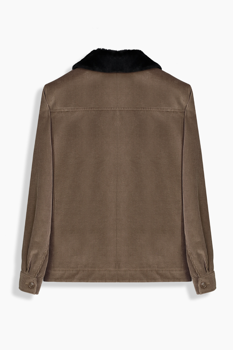 Arta Fitilli Kadife Desenli Kahverengi Mont - 2