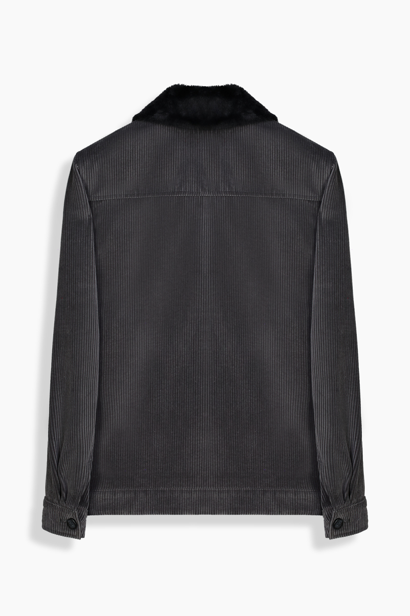 Arta Fitilli Kadife Desenli Koyu Gri Mont - 2