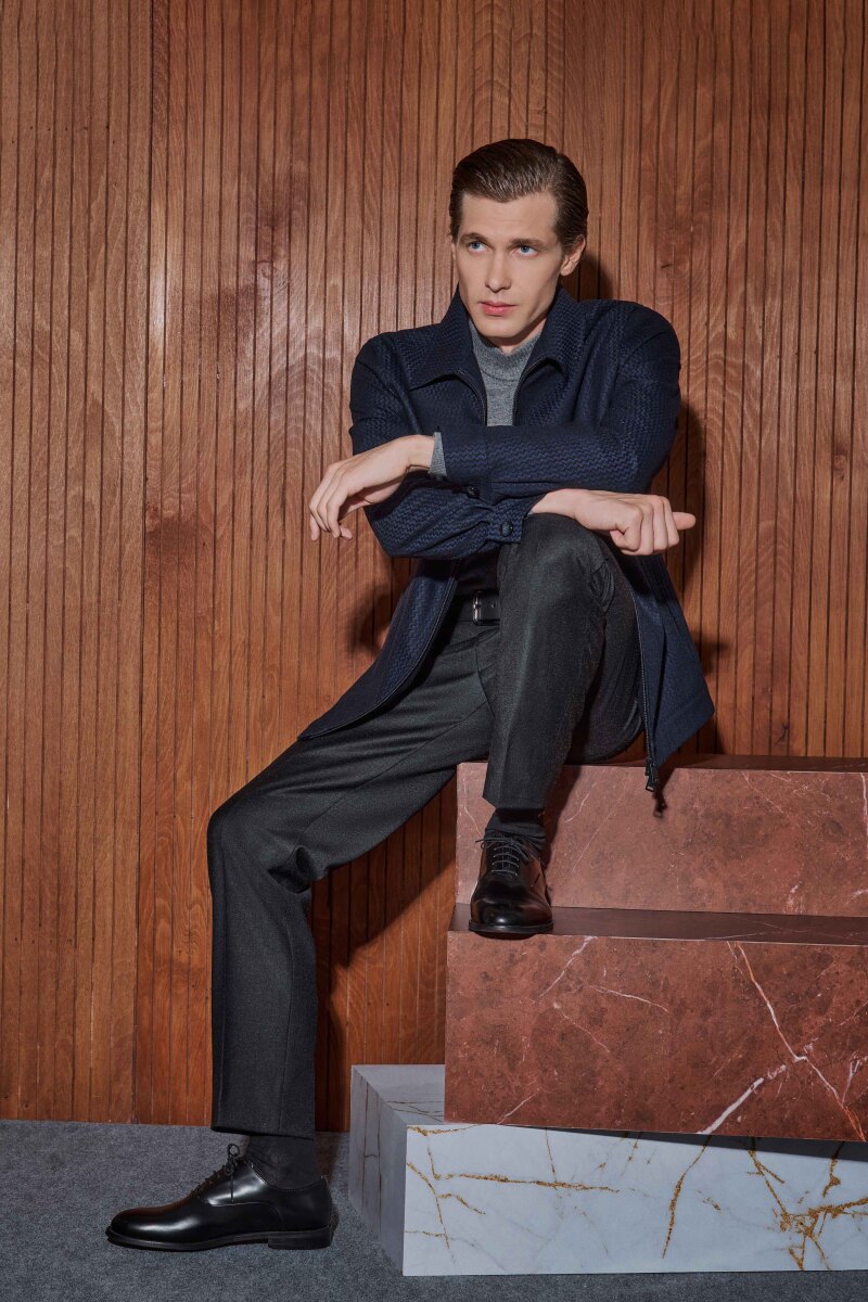 Arta Regular Fit Çizgili Lacivert Mont - 3