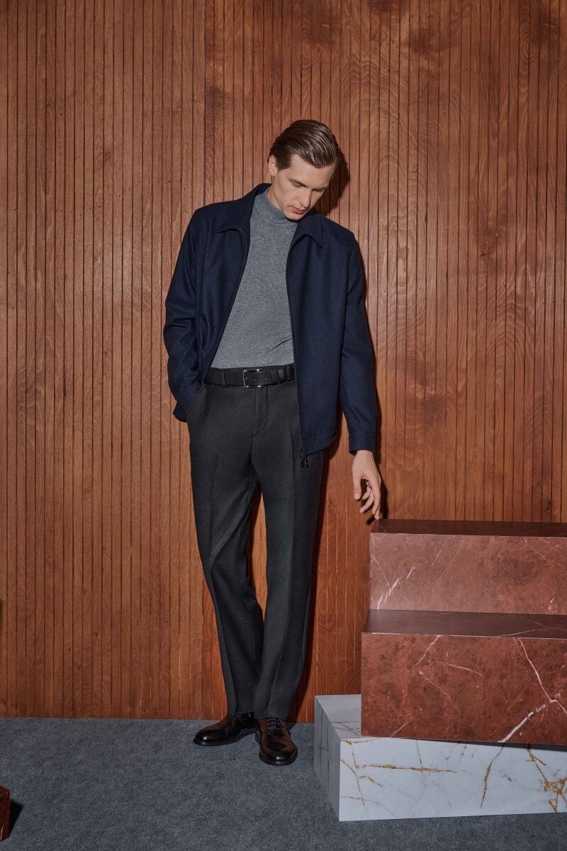 Arta Regular Fit Çizgili Lacivert Mont - 2