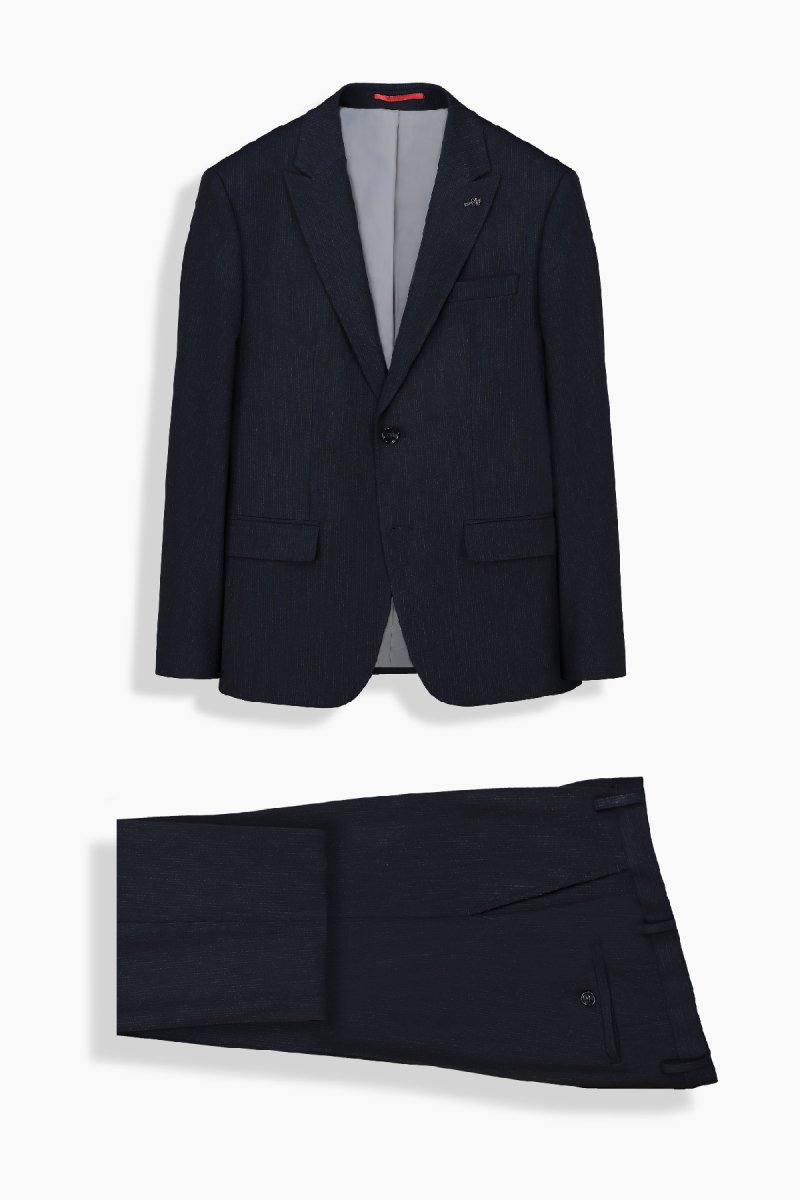 Artemis Resta Slim İnce Çizgili Lacivert Takım Elbise - 1