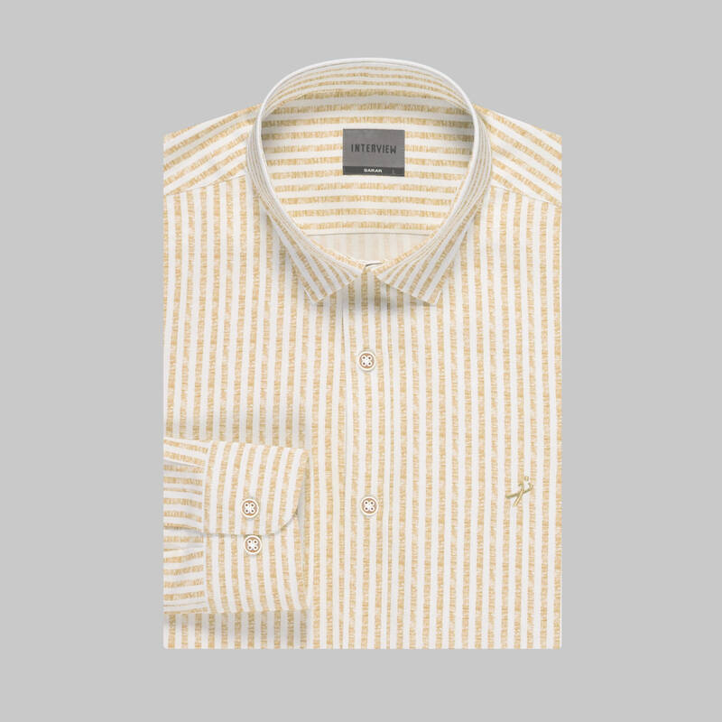 Artos Çizgili Açık Kahverengi Gömlek - 3