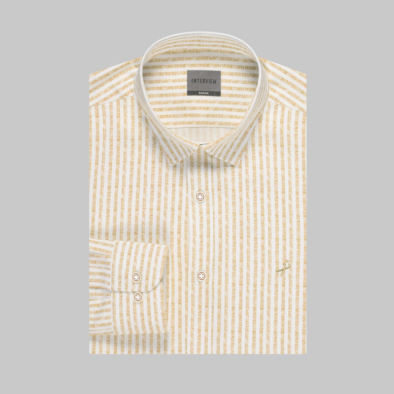 Artos Çizgili Açık Kahverengi Gömlek - INTERVIEW