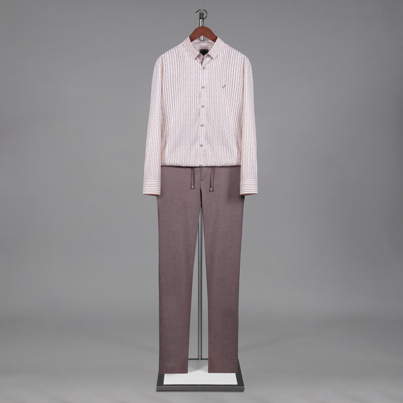 Artos Çizgili Açık Kahverengi Gömlek - INTERVIEW