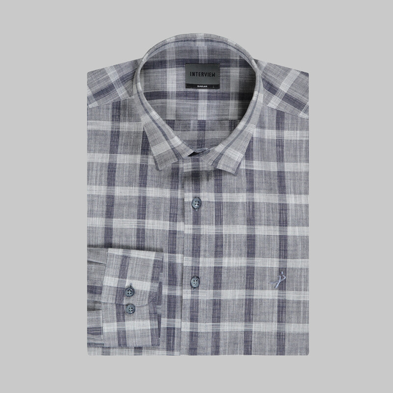 Artos Kare Desen Lacivert Gömlek - INTERVIEW