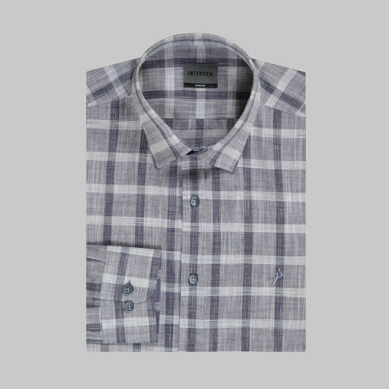 Artos Kare Desen Lacivert Gömlek - 3