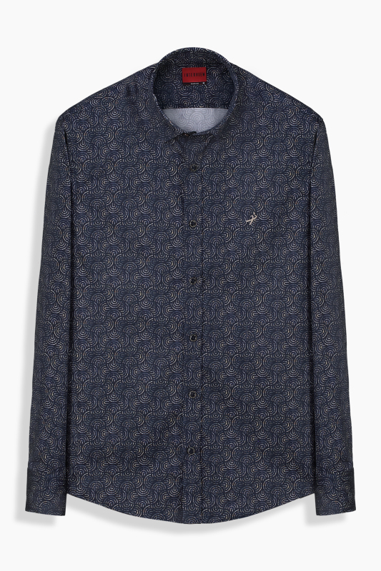 Artos Lacivert Desenli Pamuklu Gömlek 