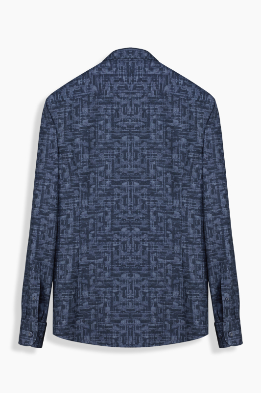 Artos Pamuklu İndigo Mavi Desenli Gömlek - INTERVIEW