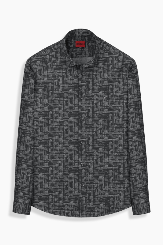 Artos Pamuklu Koyu Gri Desenli Gömlek 