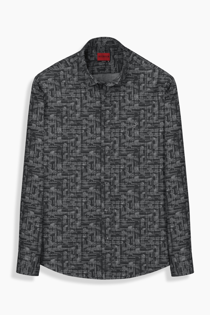 Artos Pamuklu Koyu Gri Desenli Gömlek - 1