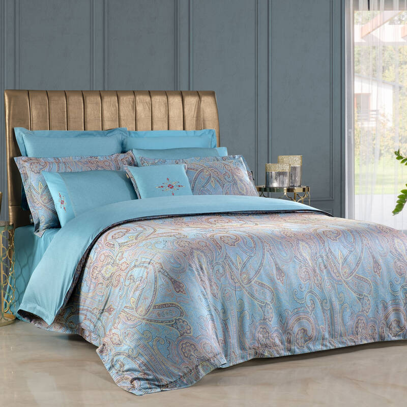 Athena Jakarlı King Size Mavi Nevresim Takımı - 1