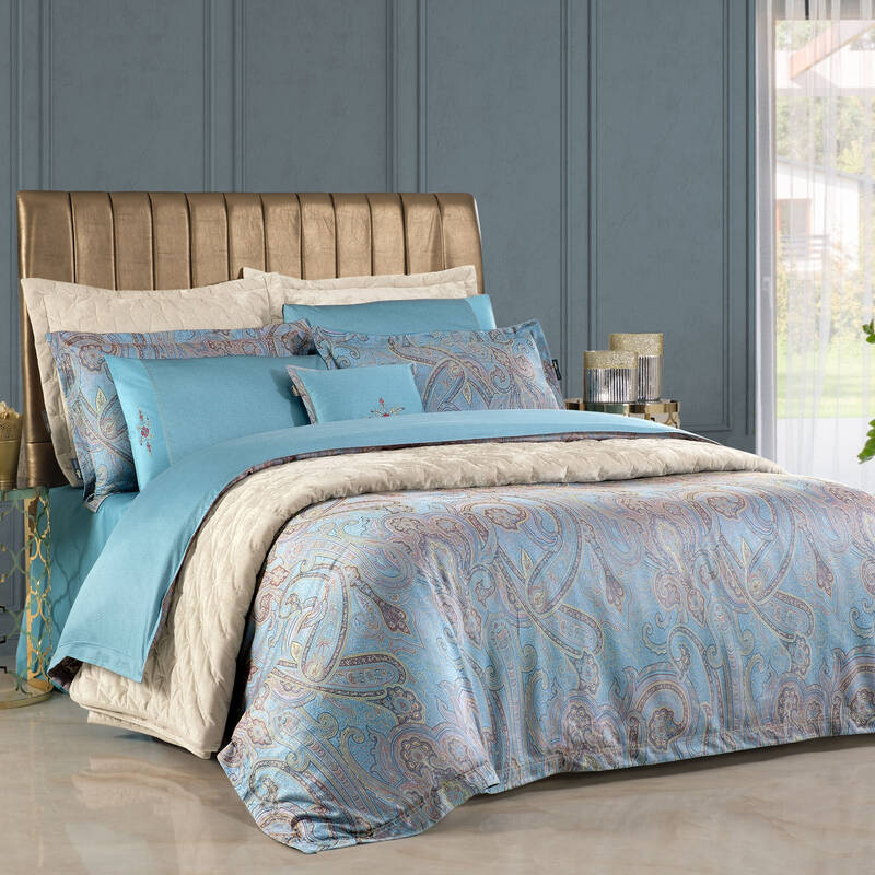 Athena Jakarlı King Size Mavi Nevresim Takımı - 2