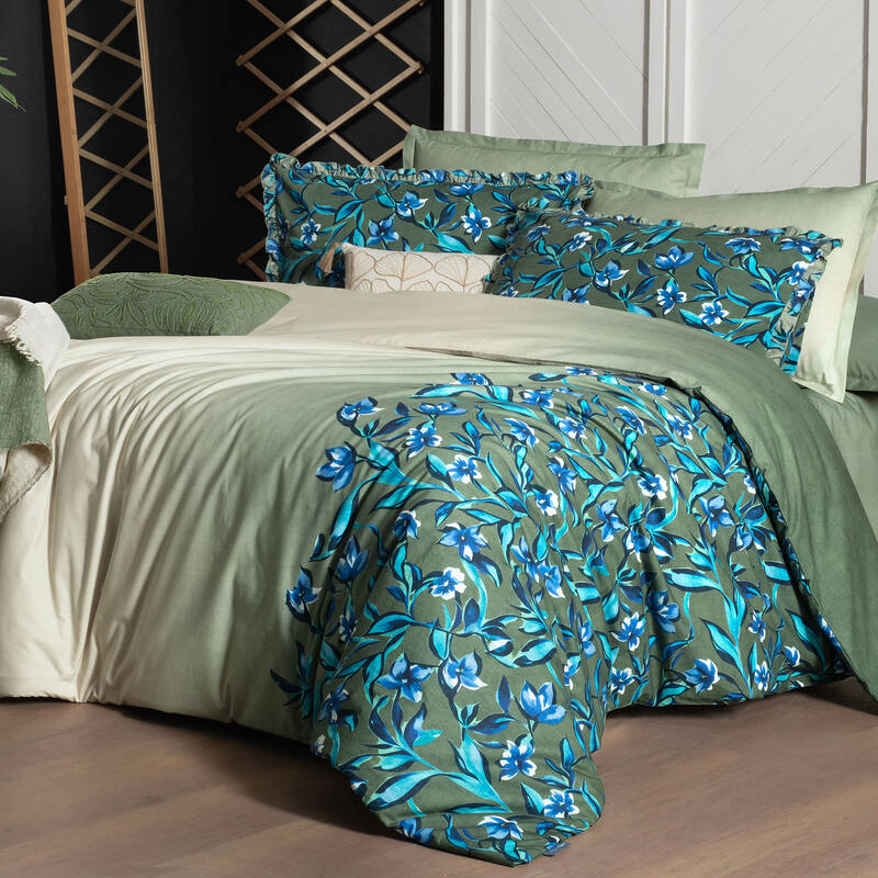 Ayder Fancy Çift Kişilik Yeşil Nevresim Takımı - 4