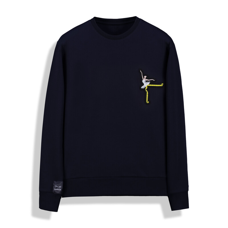 O Yaka Balerin Tasarım Lacivert Sweatshirt - SARAR