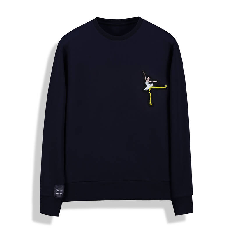 O Yaka Balerin Tasarım Lacivert Sweatshirt - 3