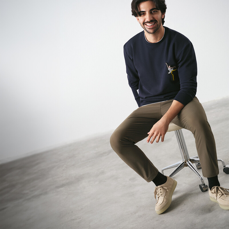 O Yaka Balerin Tasarım Lacivert Sweatshirt 