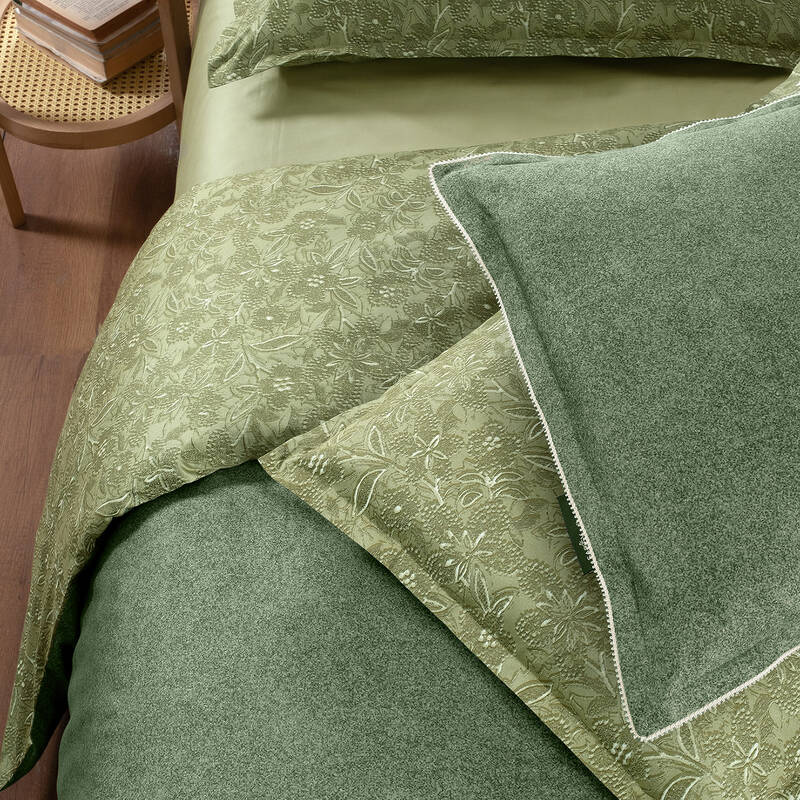 Berlina Saten King Size Yeşil Nevresim Takımı - 3