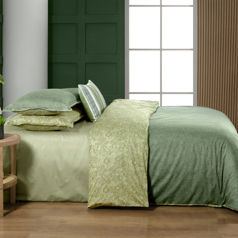 Berlina Saten King Size Yeşil Nevresim Takımı - SAREV