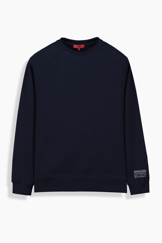 Bisiklet Yaka Açık Lacivert Sweatshirt 