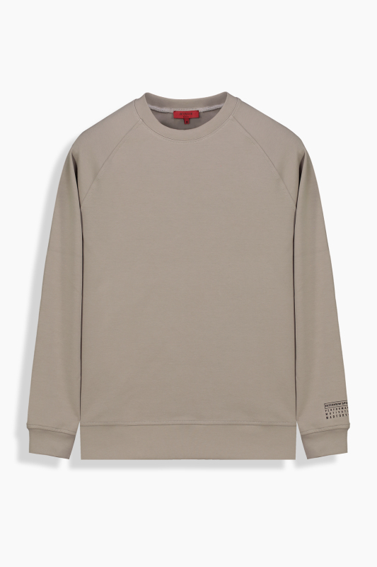 Bisiklet Yaka Bej Sweatshirt 