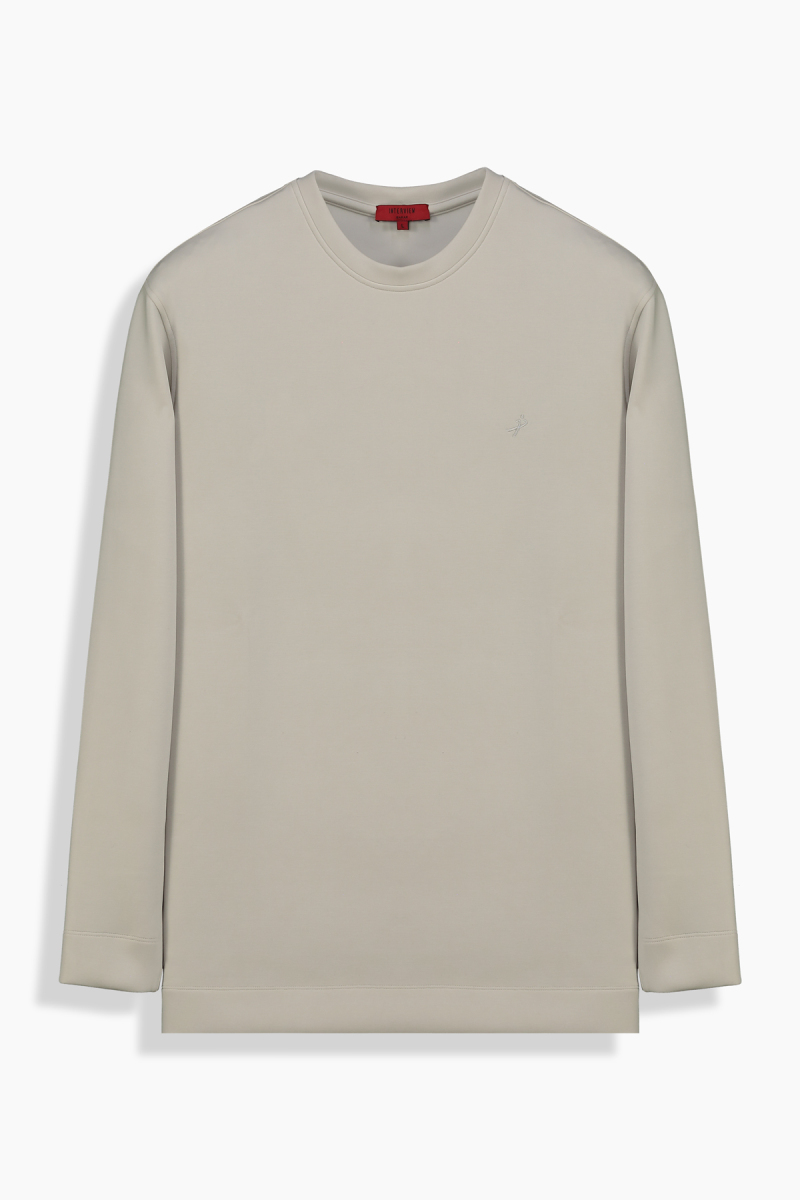 Bisiklet Yaka Bej Sweatshirt - 1