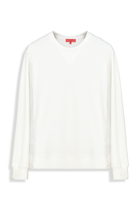 Bisiklet Yaka Beyaz Erkek Sweatshirt 