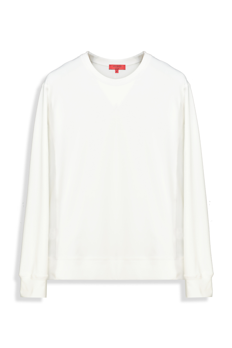 Bisiklet Yaka Beyaz Erkek Sweatshirt - 1