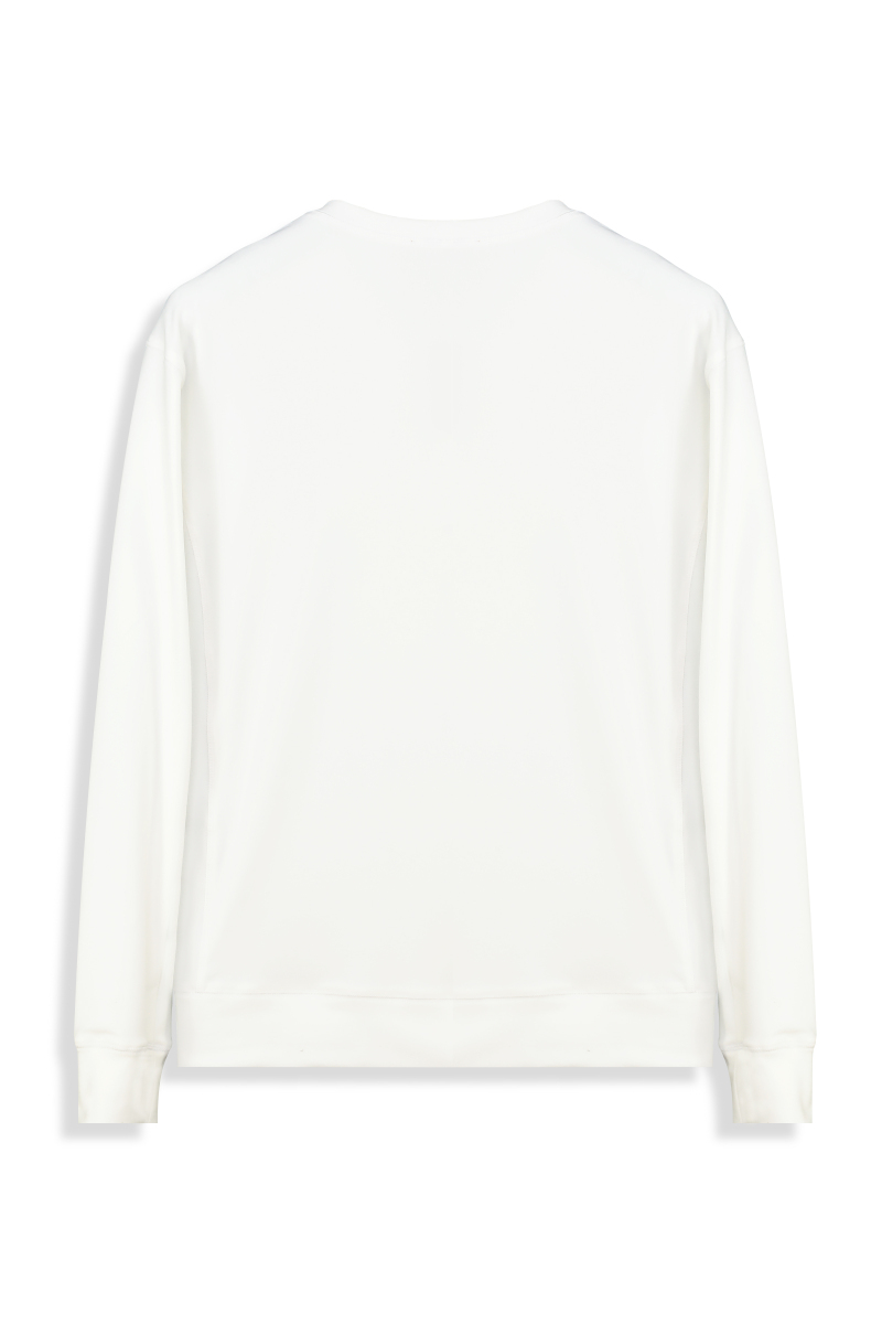Bisiklet Yaka Beyaz Erkek Sweatshirt - 2