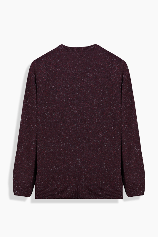 Bisiklet Yaka Dokulu Bordo Triko Kazak - INTERVIEW