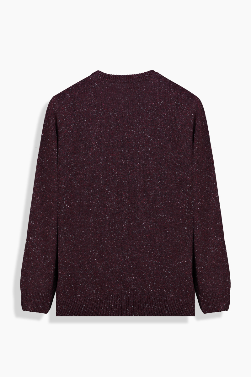 Bisiklet Yaka Dokulu Bordo Triko Kazak - 2