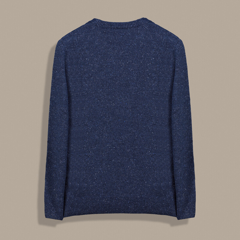 Bisiklet Yaka Dokulu Lacivert Triko Kazak - INTERVIEW