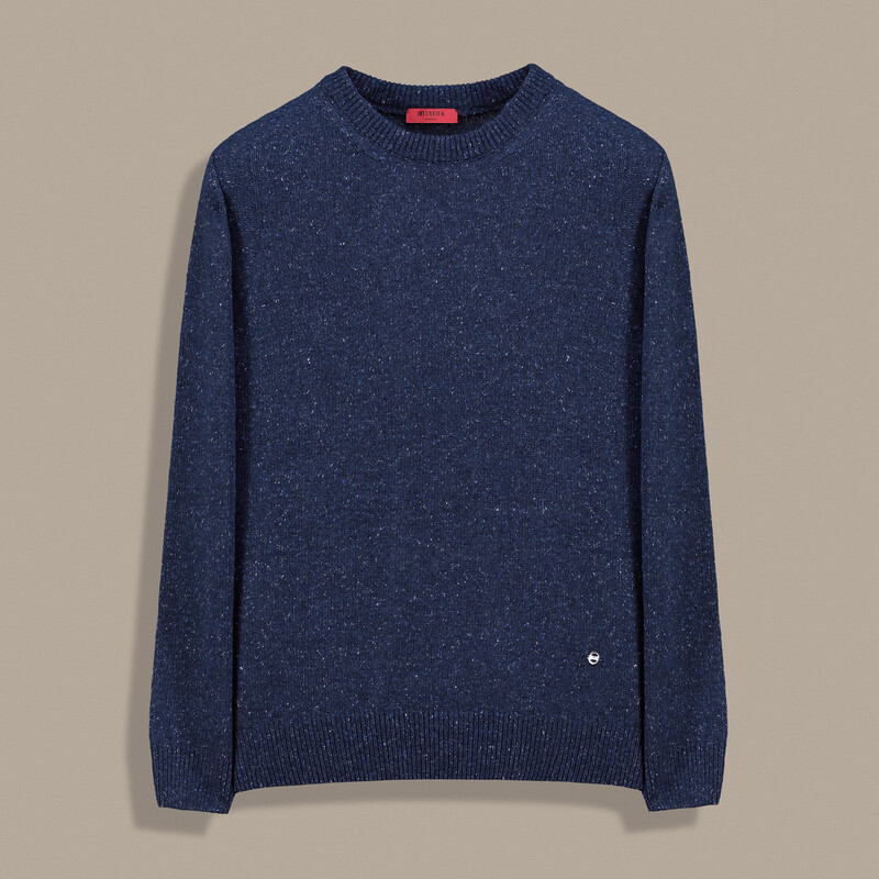 Bisiklet Yaka Dokulu Lacivert Triko Kazak 