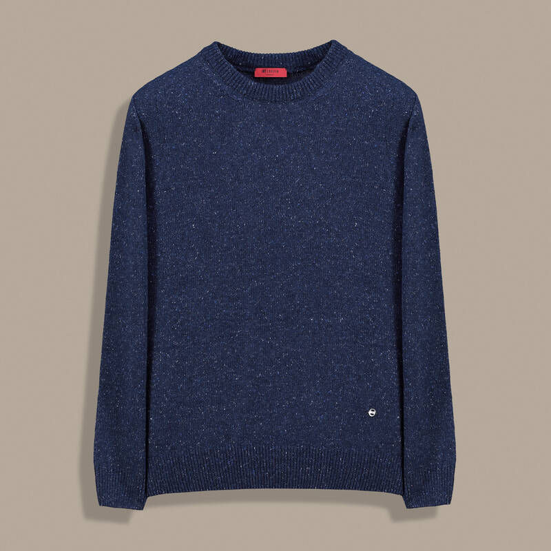 Bisiklet Yaka Dokulu Lacivert Triko Kazak - 1