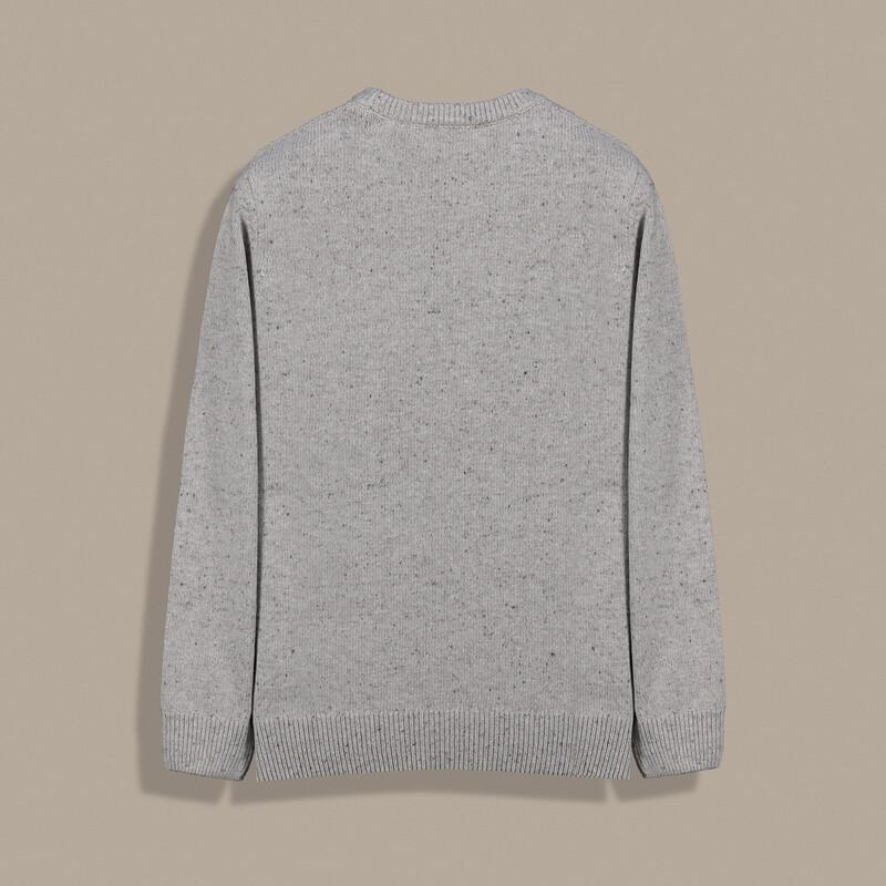 Bisiklet Yaka Dokulu Gri Triko Kazak - INTERVIEW