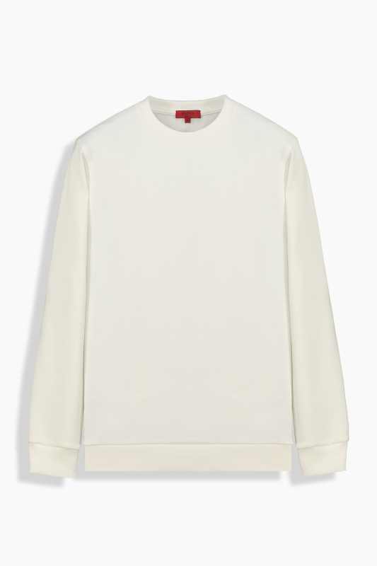 Bisiklet Yaka Ekru Erkek Sweatshirt 