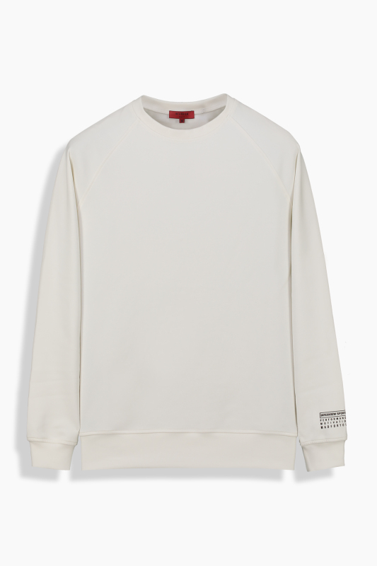 Bisiklet Yaka Ekru Sweatshirt 