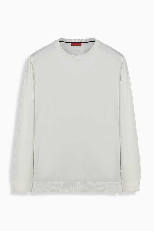 Bisiklet Yaka Ekru Triko 