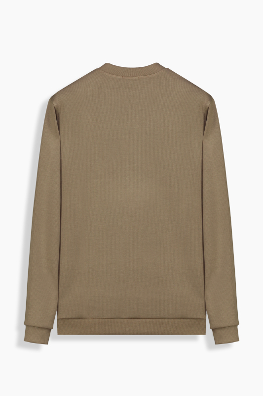 Bisiklet Yaka Erkek Koyu Bej Sweatshirt - INTERVIEW