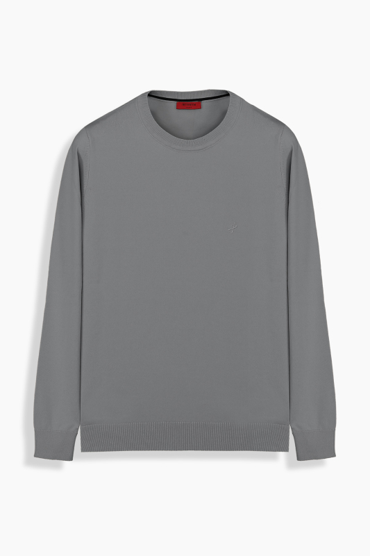 Bisiklet Yaka Gri Triko 