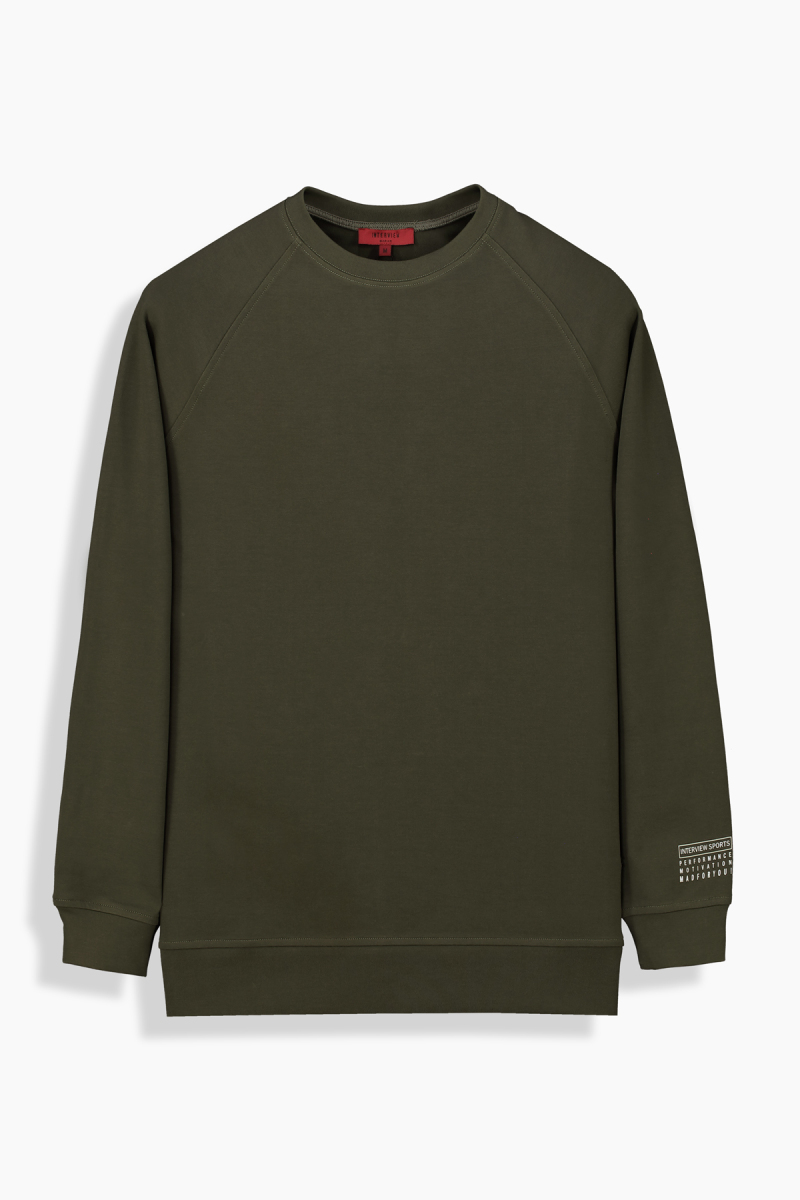 Bisiklet Yaka Haki Sweatshirt - 3