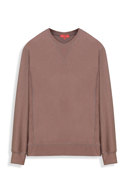 Bisiklet Yaka Kahverengi Erkek Sweatshirt 