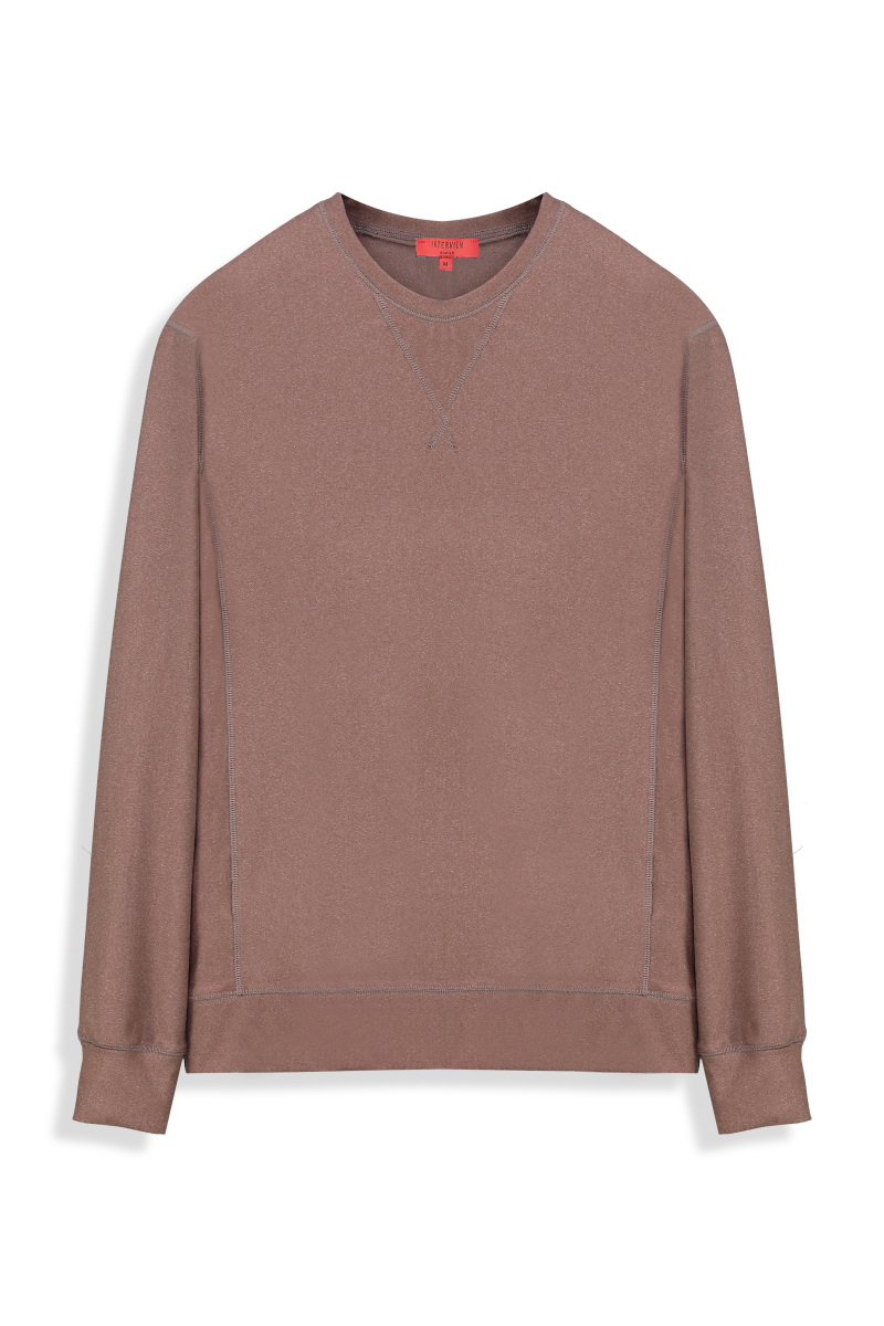 Bisiklet Yaka Kahverengi Erkek Sweatshirt - 1