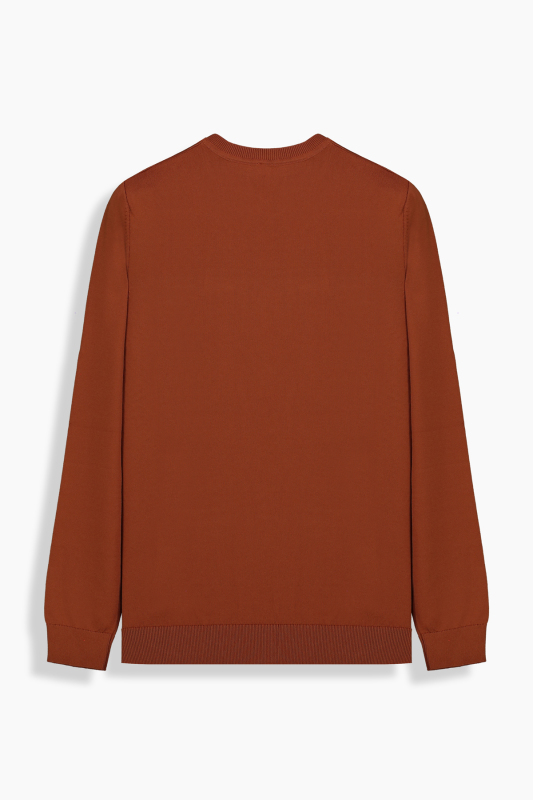 Bisiklet Yaka Kiremit Rengi Triko - INTERVIEW