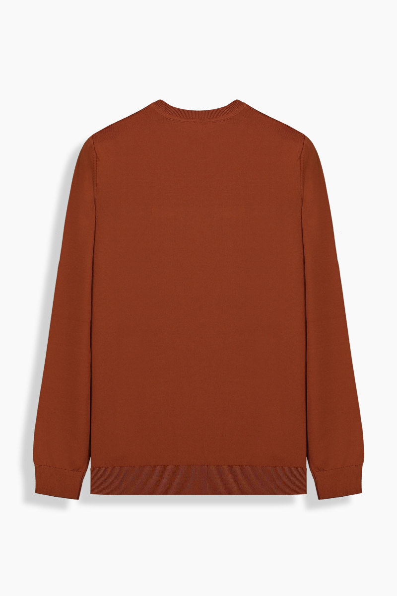 Bisiklet Yaka Kiremit Rengi Triko - 2