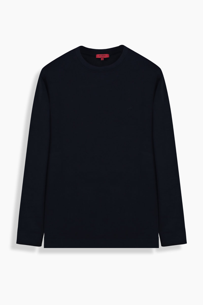 Bisiklet Yaka Lacivert Sweatshirt - 1