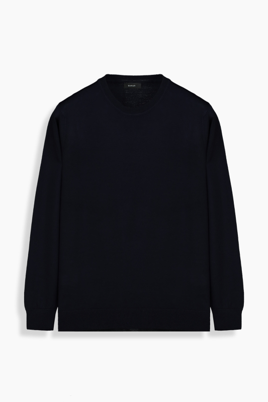 Bisiklet Yaka Lacivert Triko 