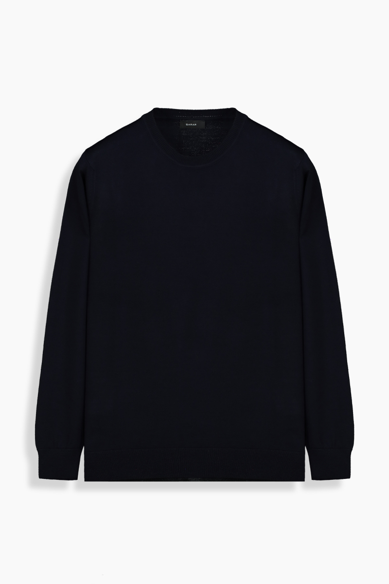 Bisiklet Yaka Lacivert Triko - 1